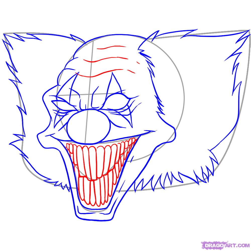 1000x1000 How To Draw Killer Clowns, Step - Jester Face Drawing
