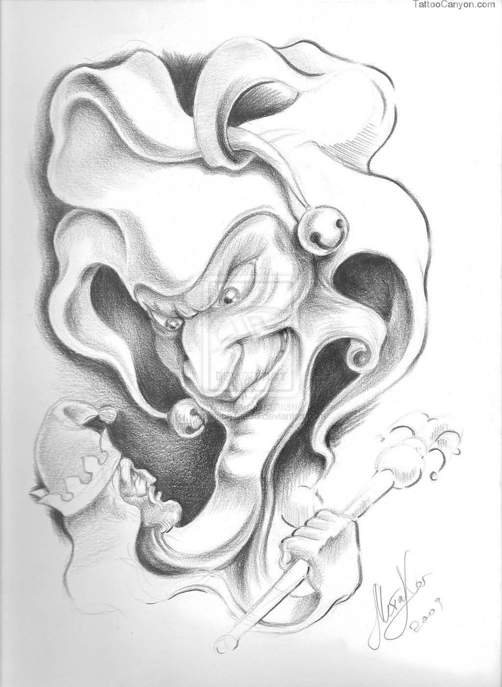 Jester Face Drawing at PaintingValley.com | Explore collection of ...