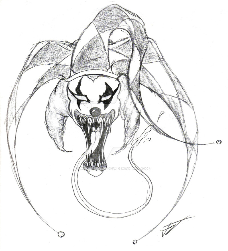 800x878 Scary Black And White Evil Jester Face And Tattoo Design - Jester Face Drawing