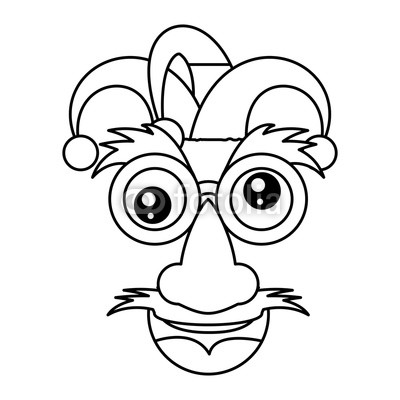 400x400 Comic Face With Mustache And Jester Hat Over White Background - Jester Hat Drawing