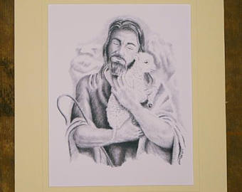 340x270 Jesus And Lamb Print Etsy - Jesus And Lamb Drawing
