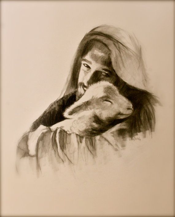 570x707 Jesus With The Sleeping Lamb - Jesus And Lamb Drawing