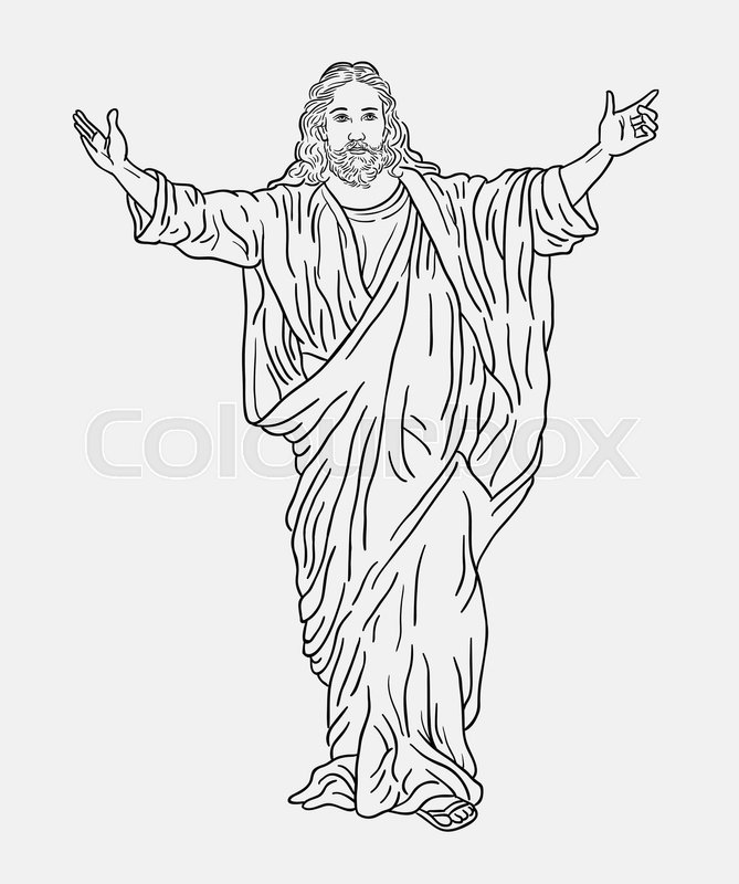 669x800 jesus christ religion line art drawing stock vector colourbox - Jesus Art Drawing