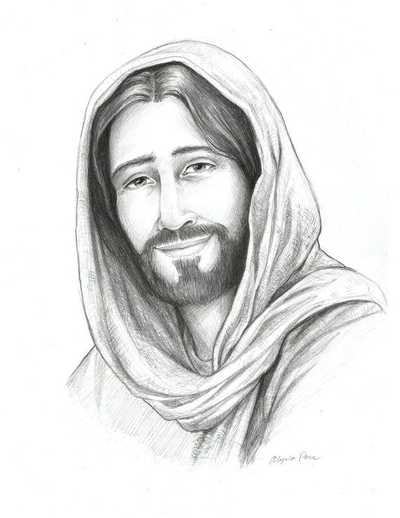 570x738 Drawing Of Christ, Sketch Of Jesus, Religious Art, Savior - Jesus Art Drawing