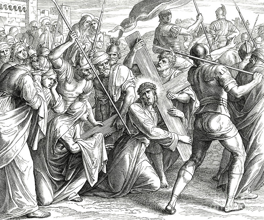 900x750 jesus carrying the cross, gospel of luke drawing - Jesus Carrying Cross Drawing