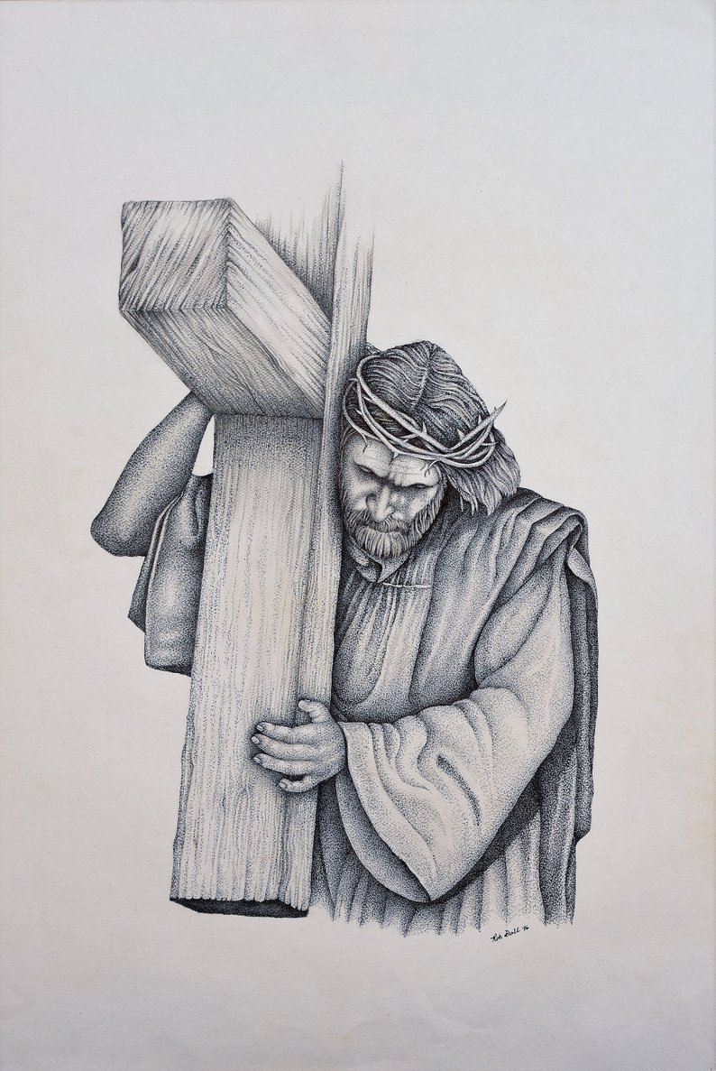 Jesus Christ Carrying The Cross Drawing
