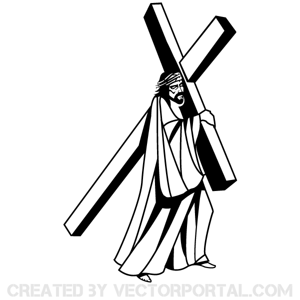 600x600 jesus christ carrying the cross image free religion vectors - Jesus Carrying Cross Drawing