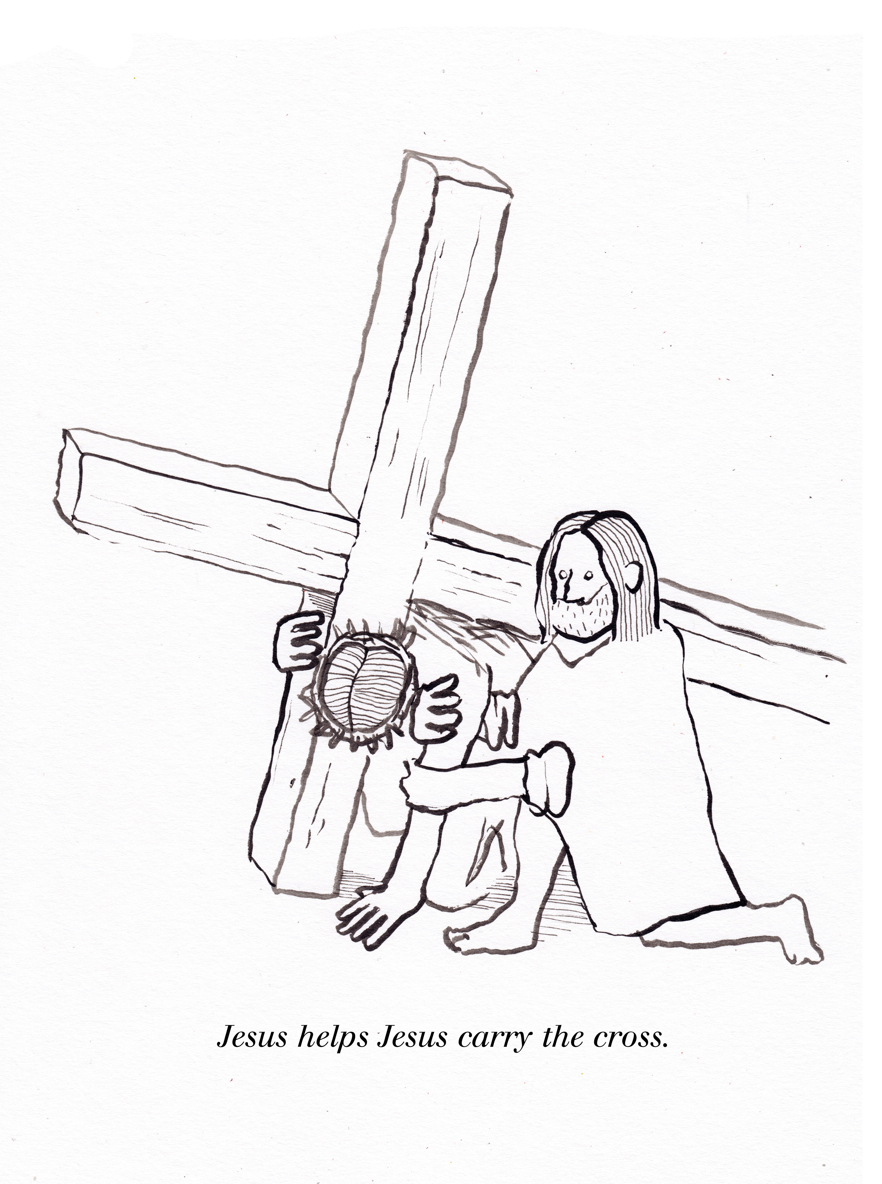2850x3825 Jesus Helps Jesus Carry The Cross Borys Tarasenko - Jesus Carrying Cross Drawing