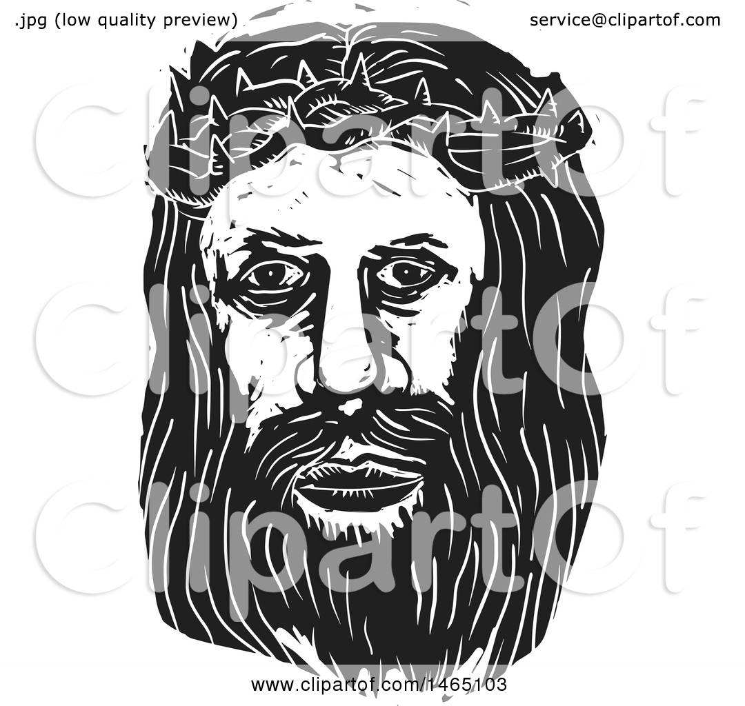 1080x1024 Clipart Of The Face Of Jesus Christ With Thorns, In Black - Jesus Christ Drawing Black And White