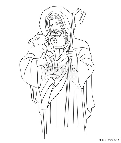 423x500 Jesus Christ Is The Good Shepherd, Art Sketch Or Drawing, Line Art - Jesus Christ Drawing Images