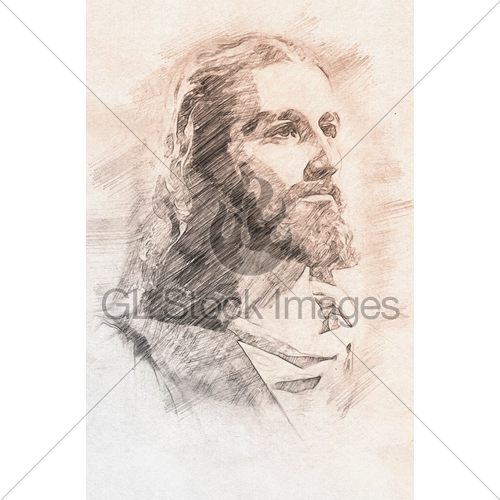 500x500 Sepia Tone Jesus Christ Drawing Sketch Etched Relig Gl - Jesus Christ Drawing Images