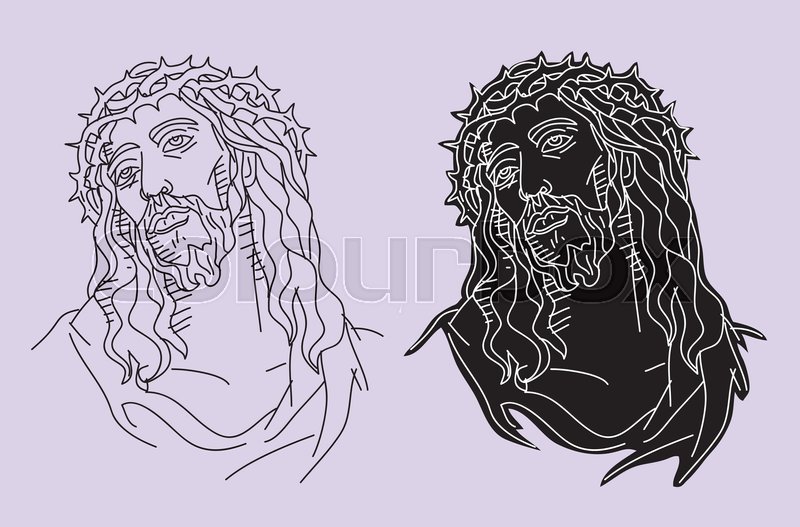 800x527 Jesus Christ Face Silhouette, Art Stock Vector Colourbox - Jesus Christ Face Drawing
