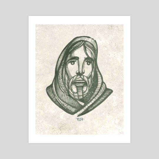 540x540 Jesus Christ Smiling Face, An Art Print - Jesus Christ Face Drawing