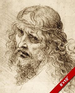 240x300 Leonardo Da Vinci Sketch Painting Of Jesus Christ Face Real Canvas - Jesus Christ Face Drawing