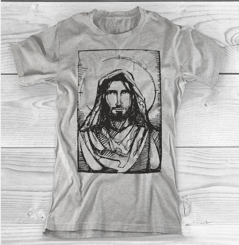 794x813 painted sketch jesus christ face portrait christianity etsy - Jesus Christ Face Drawing