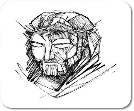 457x380 Mouse Pads Catholic Sketch Drawing Of Jesus Christ - Jesus Christ Face Drawing