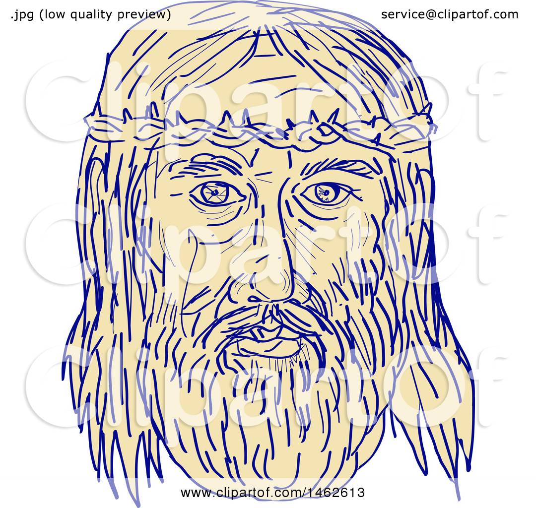 1080x1024 Clipart Of The Face Of Jesus Christ With Crown Of Thorns - Jesus Christ Face Drawing
