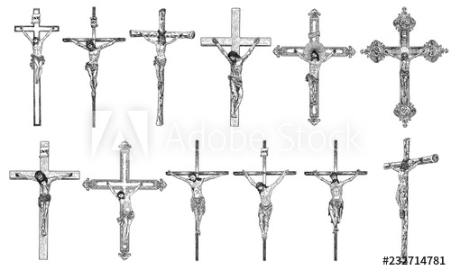 500x300 Set Of Hand Drawings Of Jesus Christ On The Cross Son Of God - Jesus Christ On The Cross Drawings