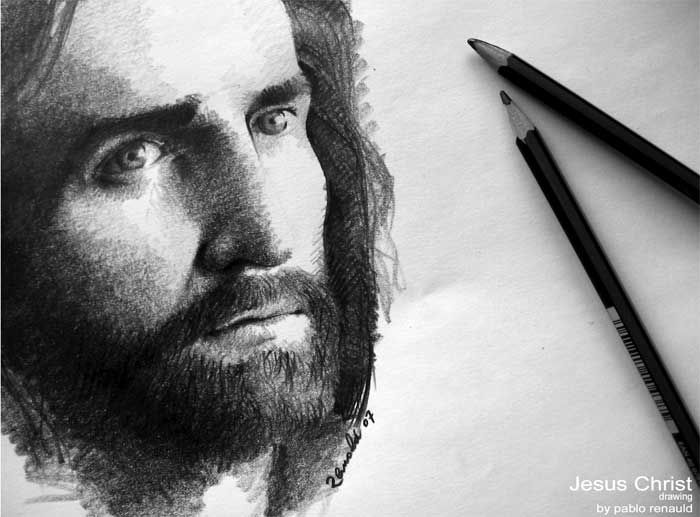 700x517 Jesus Pencil Drawing Step - Jesus Christ Pencil Drawing