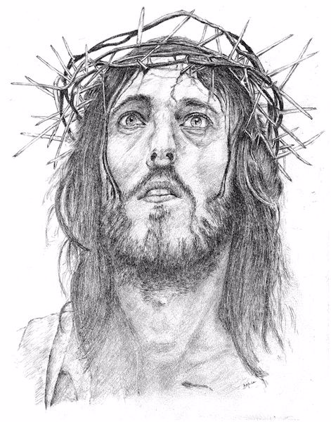 Jesus Crown Of Thorns Drawing at PaintingValley.com | Explore ...