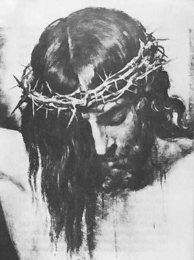 400x536 Jesus With Crown Thorns Silhouette - Jesus Crown Of Thorns Drawing
