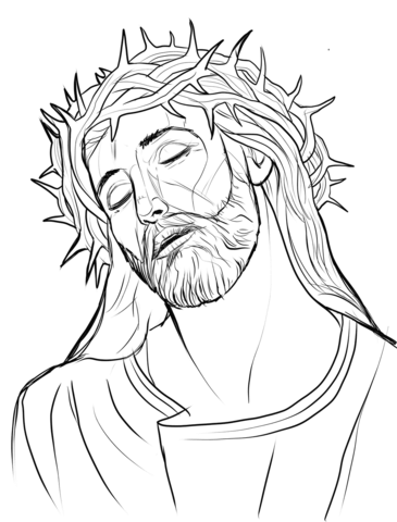 365x480 Christ With A Crown Of Thorns Coloring - Jesus Crown Of Thorns Drawing