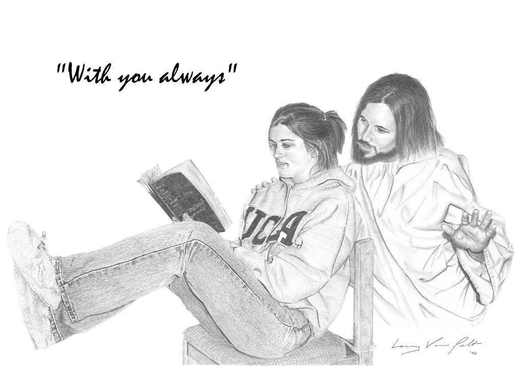 1024x768 Jesus With You Always - Jesus Drawing