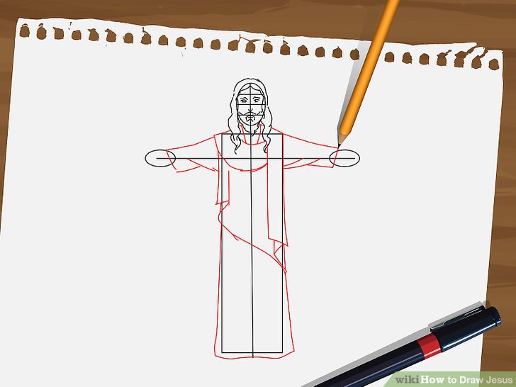 728x546 How To Draw Jesus Steps - Jesus Drawing Cartoon