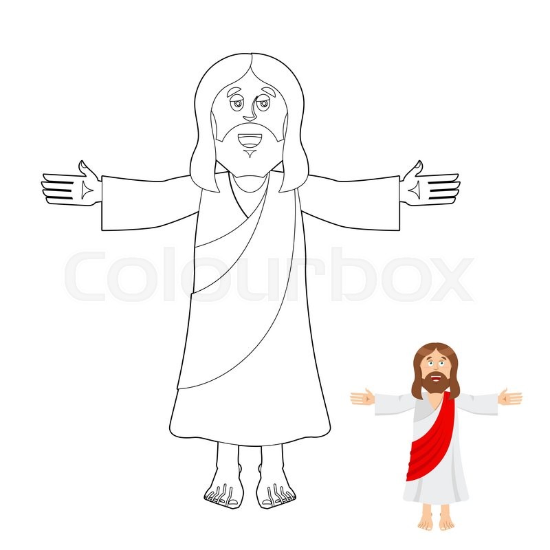 800x800 jesus coloring book jesus christ stock vector colourbox - Jesus Drawing Cartoon