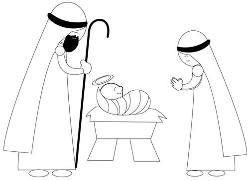 500x365 How To Draw Cartoon Nativity Scene With Baby Jesus In Manger - Jesus Drawing Easy