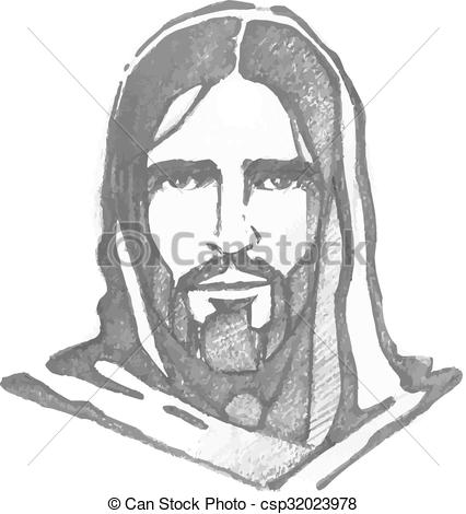 426x470 Hand Drawn Vector Illustration Or Drawing Of Jesus Christ Face - Jesus Drawing Images