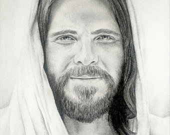 340x270 Jesus Portrait Etsy - Jesus Drawing Images