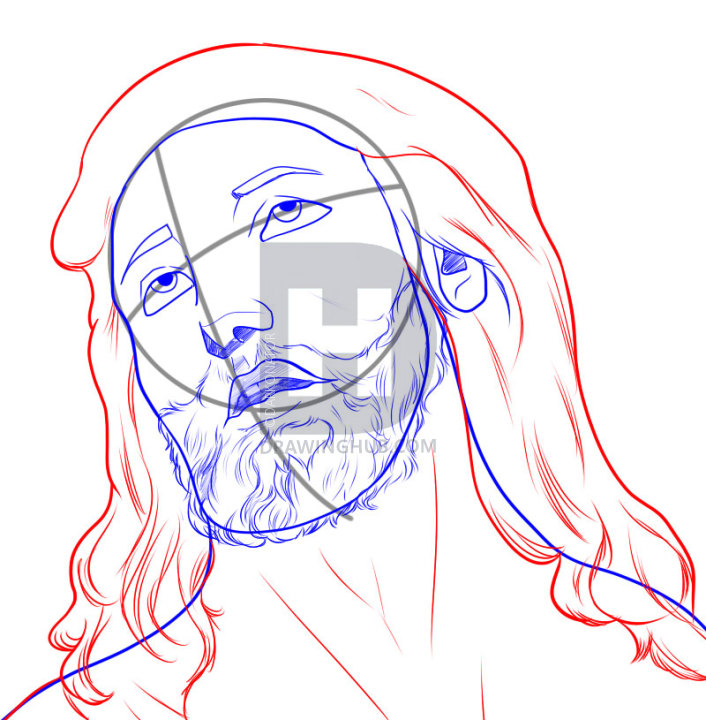 706x720 How To Draw Jesus, Step - Jesus Drawing Pictures