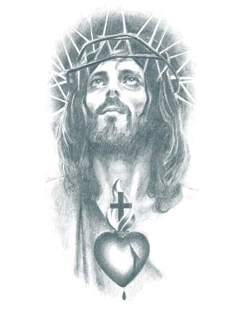 350x450 jesus with sacred heart tattooednow! ltd - Jesus Drawing Pictures