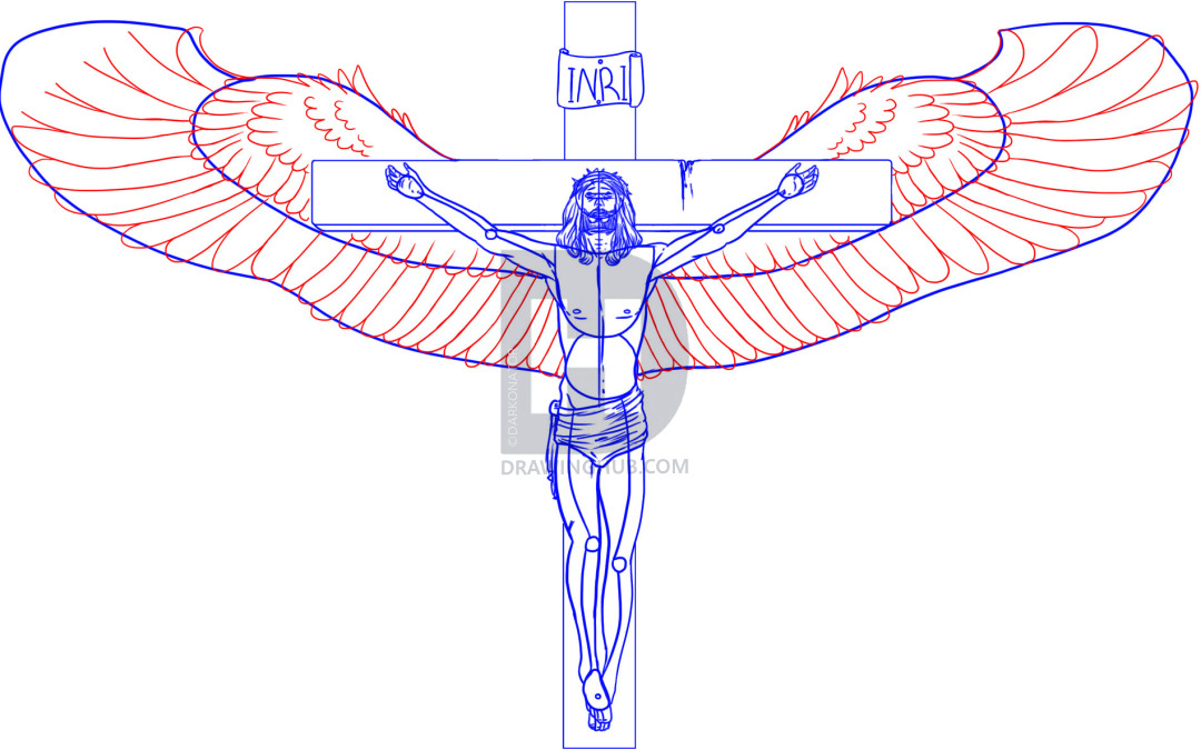 1080x675 How To Draw Jesus On The Cross, Step - Jesus Drawing Step By Step