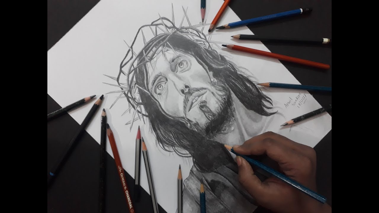 1280x720 How To Draw Jesus Step - Jesus Drawing Step By Step