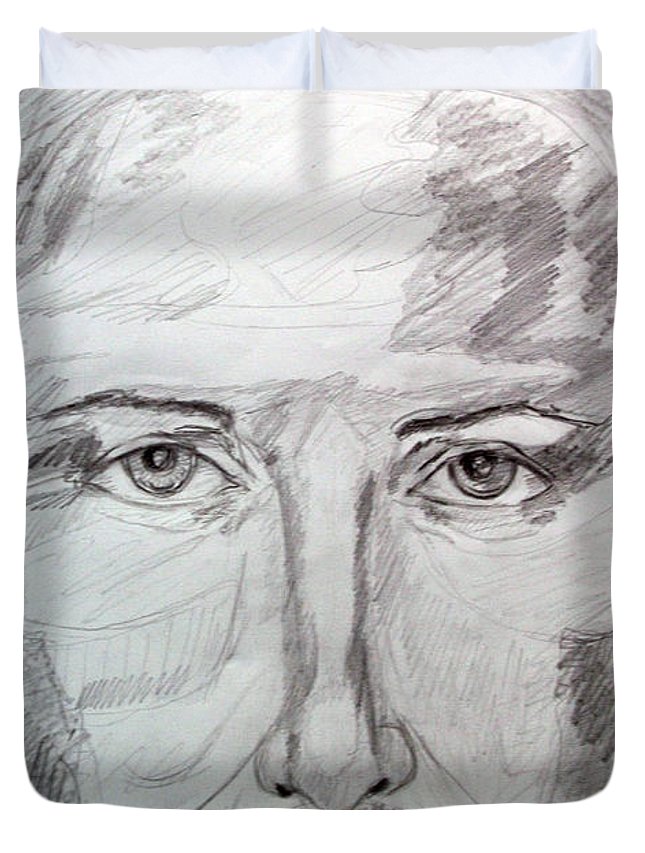 645x853 Jesus Face Drawing Duvet Cover For Sale - Jesus Face Drawing