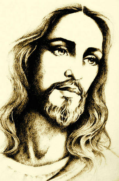 400x610 Jesus Face Drawing - Jesus Face Drawing