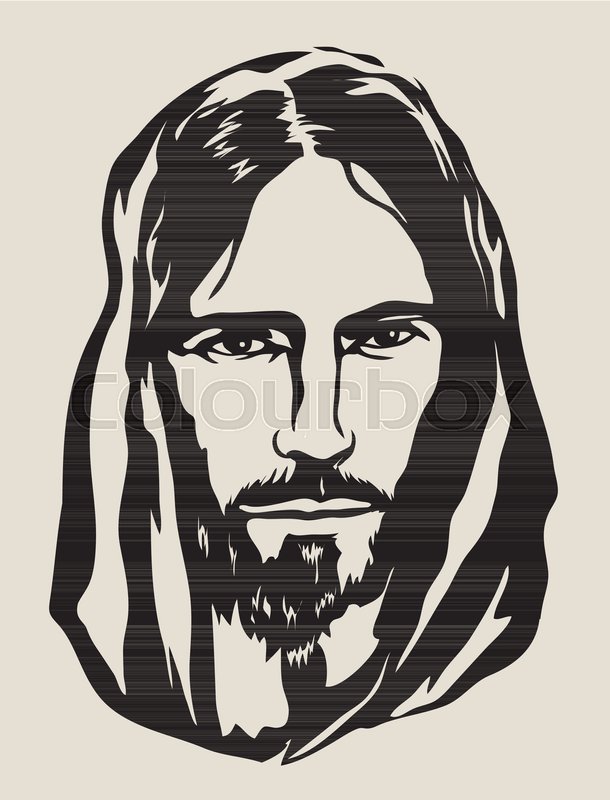 610x800 Jesus Face Silhouette, Art Vector Stock Vector Colourbox - Jesus Face Drawing