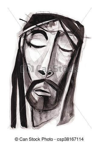 327x470 Jesus Christ Suffering Face Drawing Hand Drawn Illustration - Jesus Face Drawing