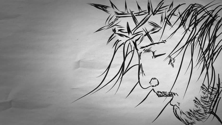 852x480 Jesus Face Sketch Looping Animation Stock Footage Video - Jesus Face Pencil Drawing