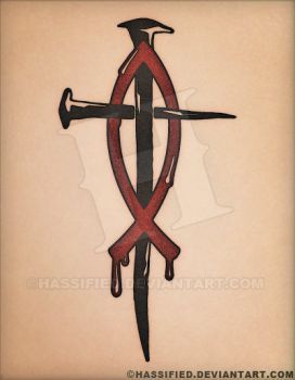 272x350 Jesus Fish Nails Cross - Jesus Fish Drawings