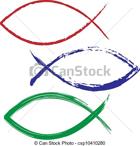 449x470 Colorful Painted Jesus Fish Christian Fish Icon In Vector - Jesus Fish Drawings