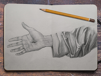 400x300 Hand Of Christ Sketch - Jesus Hands Drawing