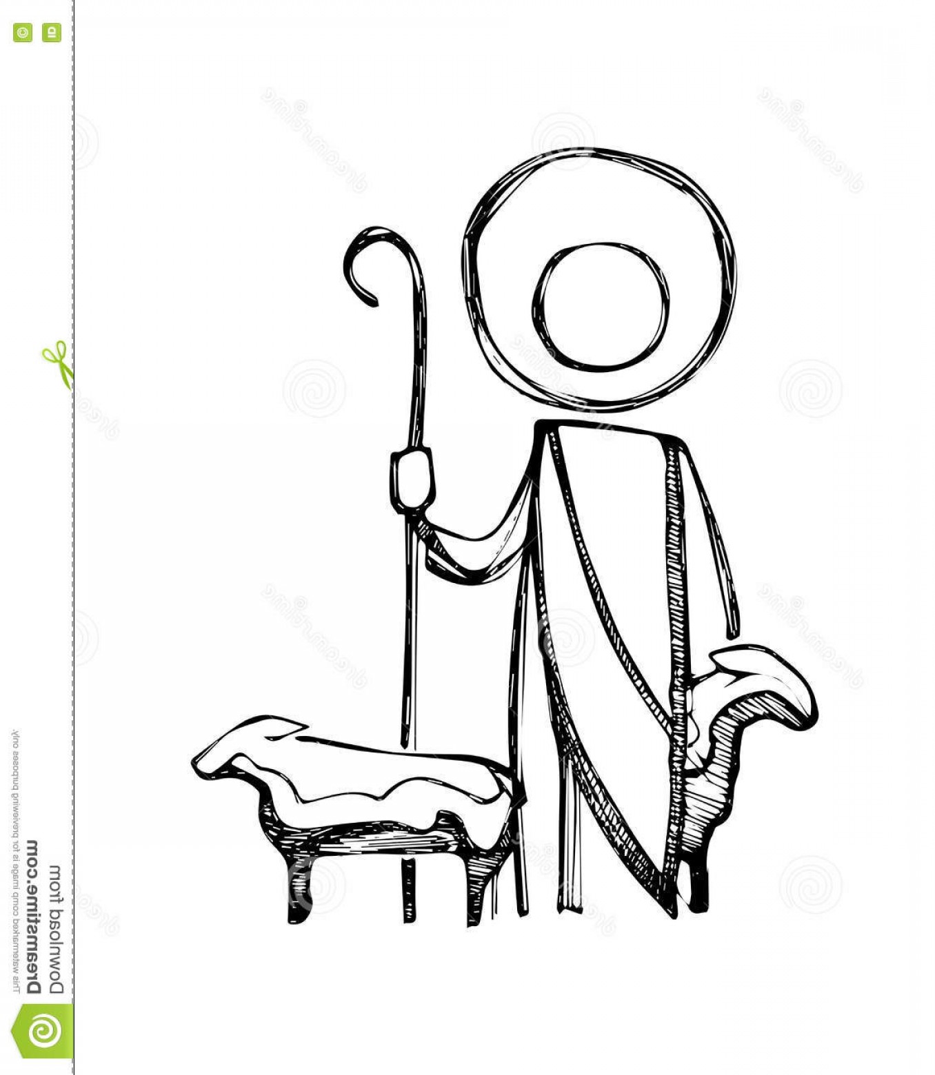 1356x1560 Stock Illustration Jesus Good Shepherd Illustration Hand Drawn - Jesus Hands Drawing
