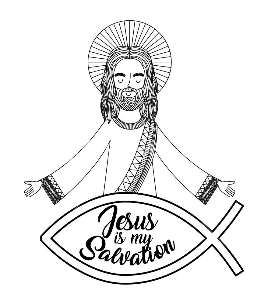 867x1000 Jesus Is My Salvation Praying Hand Drawing Vector Illustration - Jesus Hands Drawing