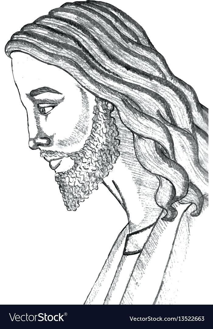 700x1080 Jesus Face Drawing Framed Print Featuring - Jesus Line Drawing