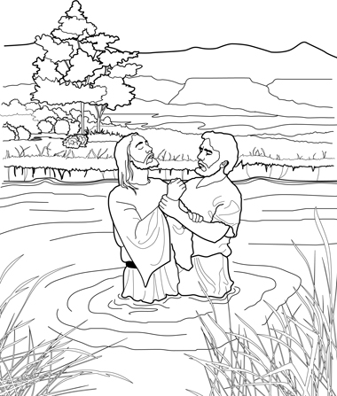 380x447 John Baptizing Jesus Coloring Page - Jesus Line Drawing