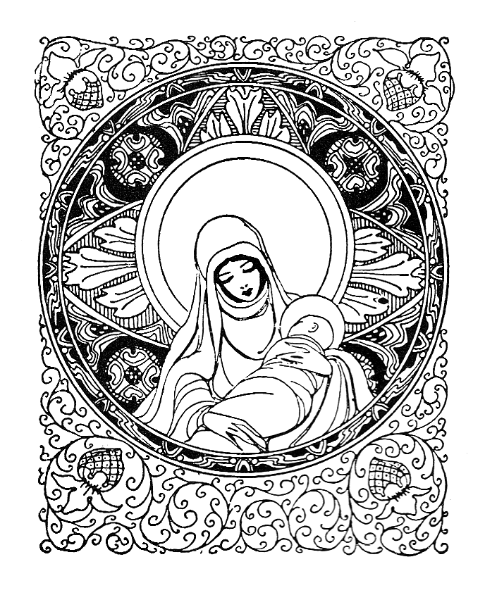 688x845 Mary And Baby Jesus Clip Art - Jesus Line Drawing