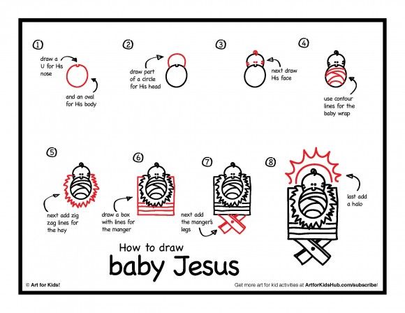 580x448 how to draw baby jesus in a manger - Jesus Manger Drawing